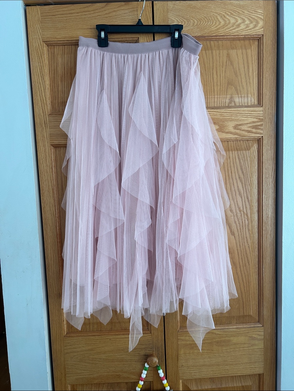 Layered Midi Tulle Skirt in Blush Pink